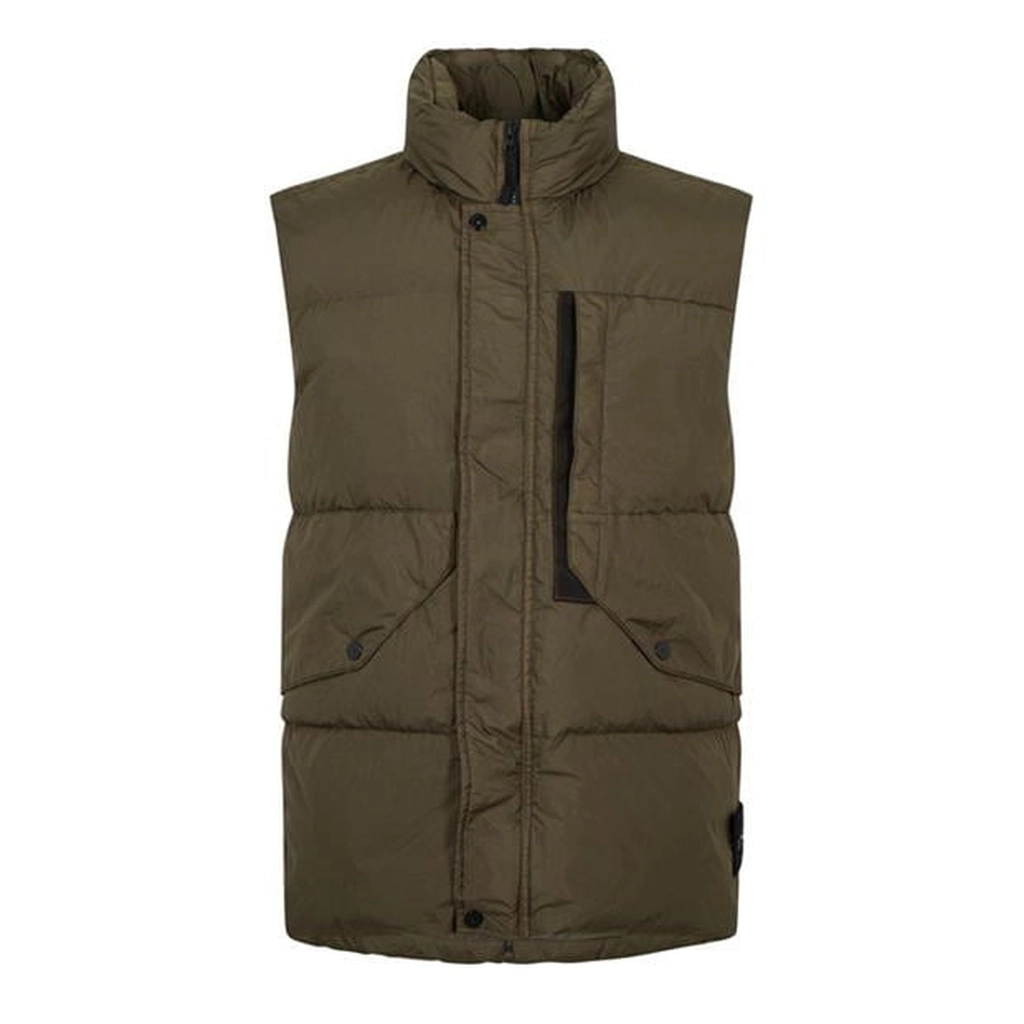 Stone Island Crinkle Reps Down Gilet - Green
